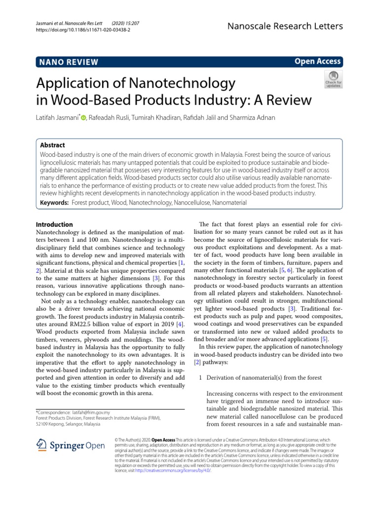 Application of Nanotechnology in Wood Ba | PDF | Nanocomposite | Paper
