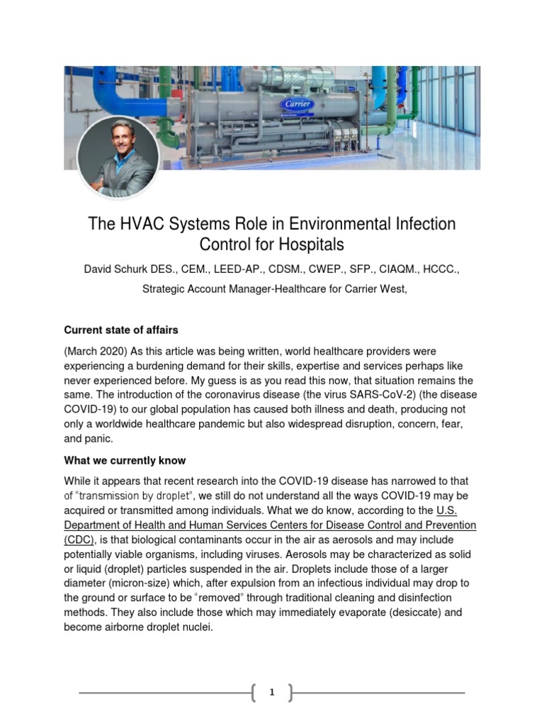 The HVAC Systems Role in Environmental Infection Control 1585330997