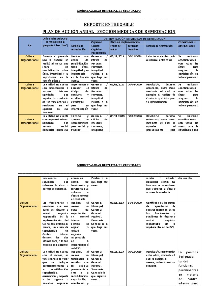 PLAN DE ACCIÓN ANUAL Control Interno | PDF | Gobierno