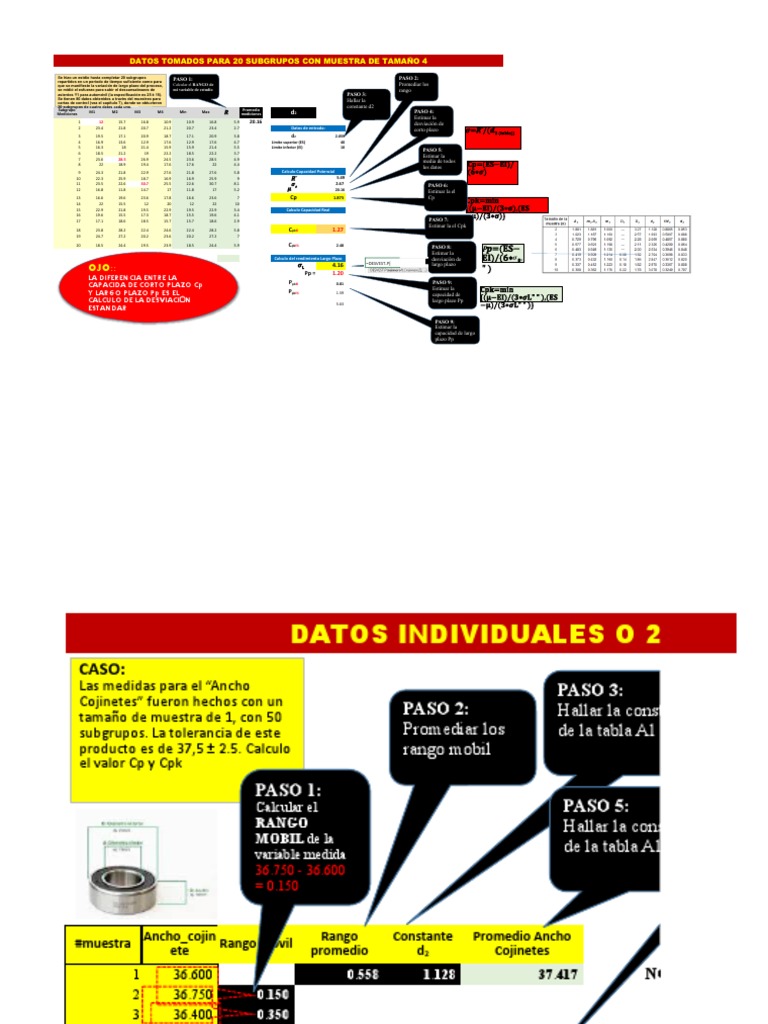Instructivo PASO A PASO para El Calculo CP CPK PP y PPK PDF Muestreo (Estadísticas)