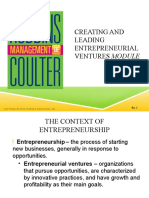 Creating and Leading Entrepreneurial Ventures Module: Cop Yri GHT © 20 16 Pearson E Ducati On, Inc