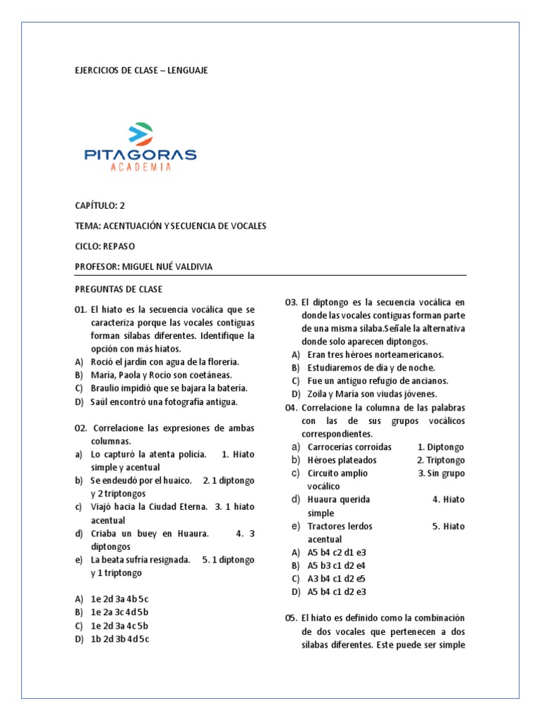 Ejercicios de Acentuación y Vocales | PDF | Lingüística | Voz humana