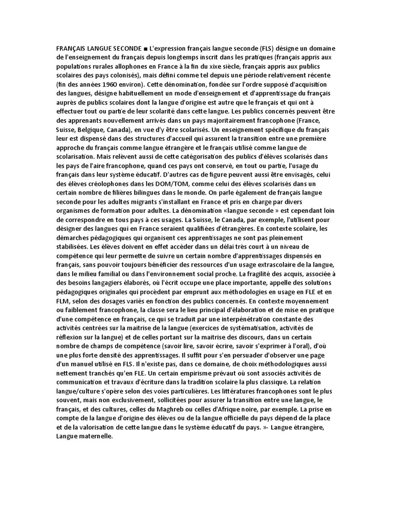 Enseignement du Français Langue Seconde | PDF | Langue française | France