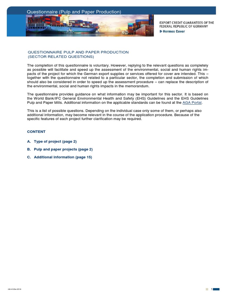 Pulp and Paper Production Questionnaire | PDF | Sewage Treatment | Sewage
