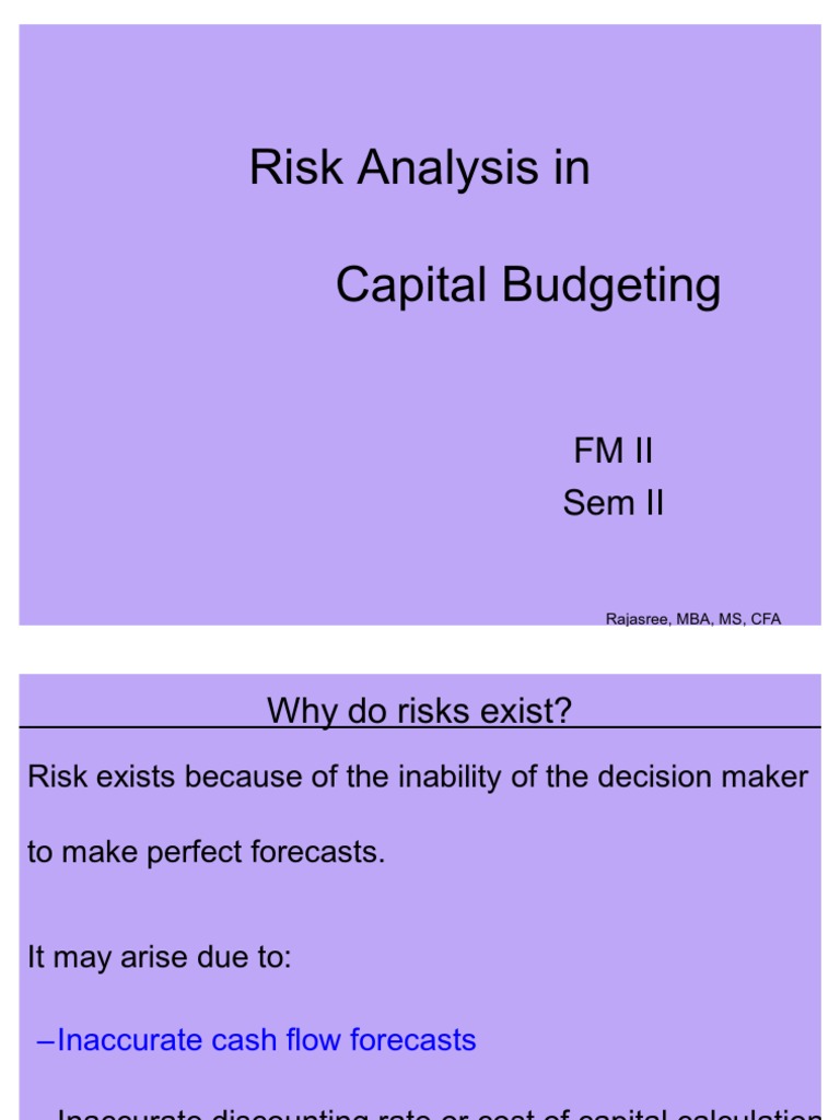 Risk Analysis in Capital Budgeting
