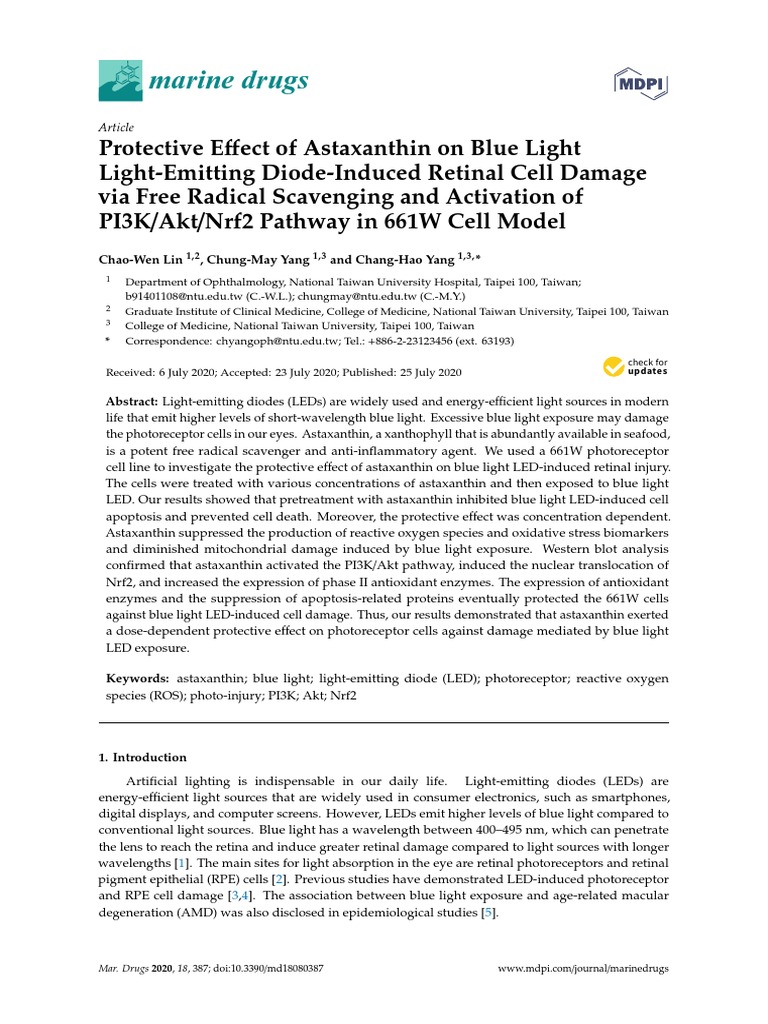 Protective Effect of Astaxanthin On Blue Light | PDF | Bcl 2 | Retina