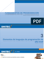 Fundamentos de Programación Elementos de Lenguaje de Programación Semana 2 Tema 3