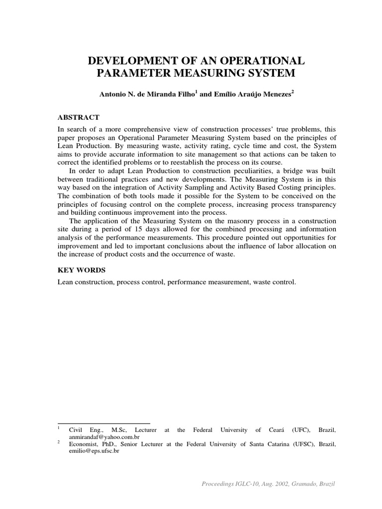 Lean Construction Measurement System | PDF | Time | Labour Economics