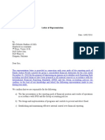 Letter of Representation for Bando India Audit