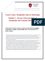 Assignment Module 5 Service Characteristics of Hospitality and Tourism Marketing