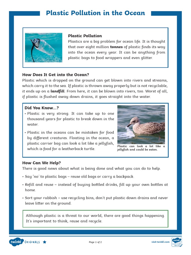 Plastic Pollutions in Ocean | PDF | Reuse | Recycling