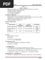 Unit V Small Sample Tests