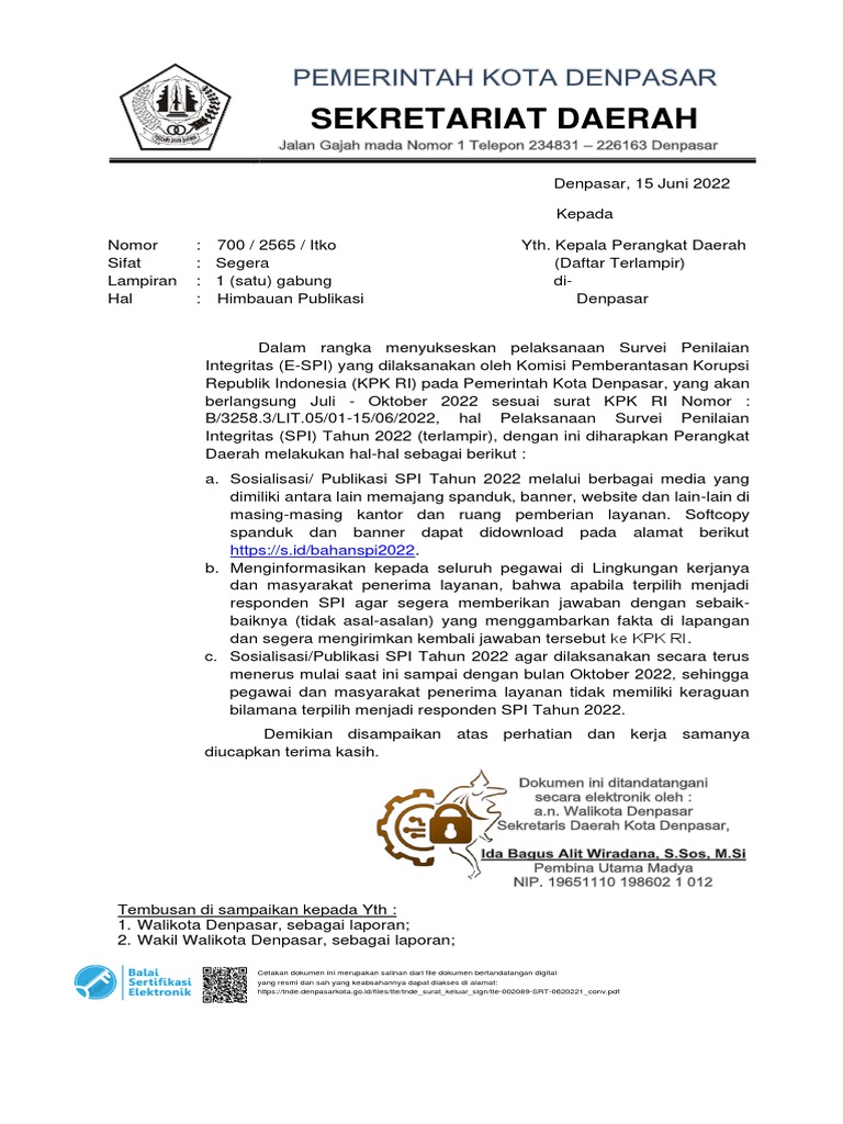 700 2565 ITKO Himbauan Publikasi SPI | PDF