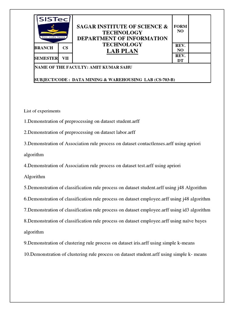 DataMiningLabManual Cs 703b PDF Cluster Analysis Statistical