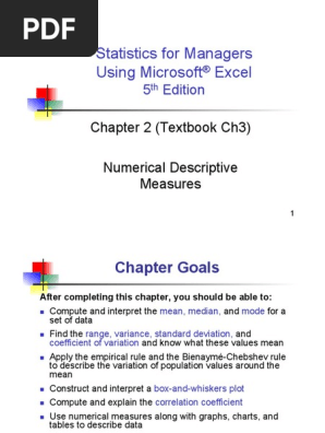 Statistics for Managers Excel 第五版 Statistics for Managers Using Microsoft by: David M. Levine