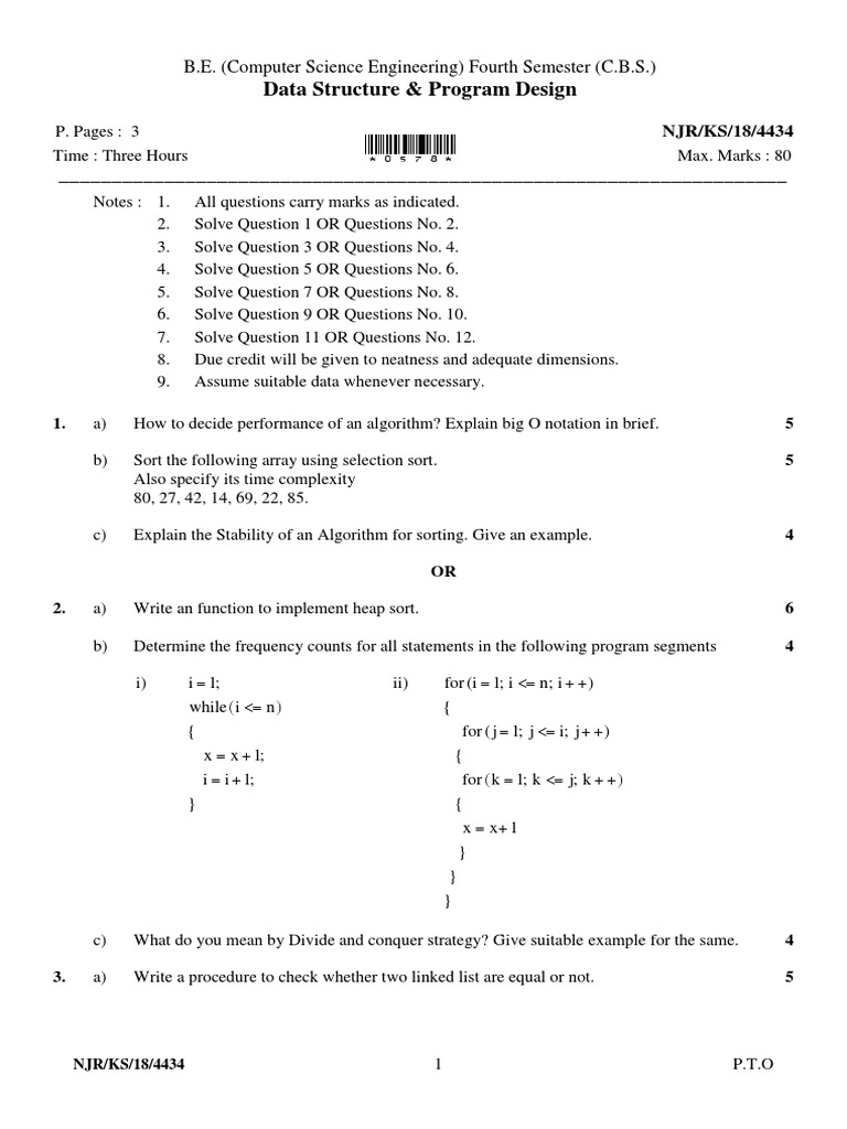 Data Structure & Program Design: B.E. (Computer Science Engineering ...