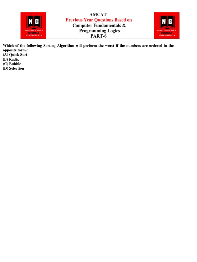 Previous Year Questions Based On Amcat Computer Fundamentals