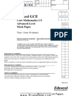 Edexcel GCE: Core Mathematics C4 Advanced Level Mock Paper