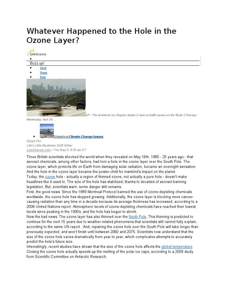 Whatever Happened To The Hole in The Ozone Layer | PDF | Ozone ...