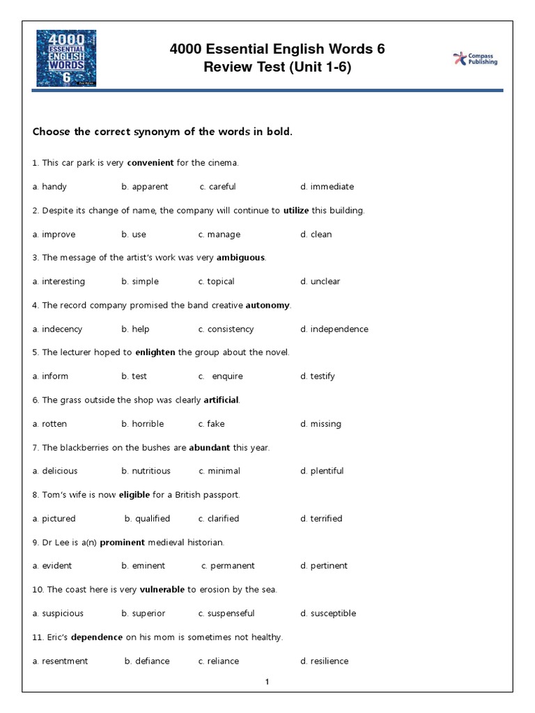 4000 Essential English Words Review Test | PDF | Foreign Language ...