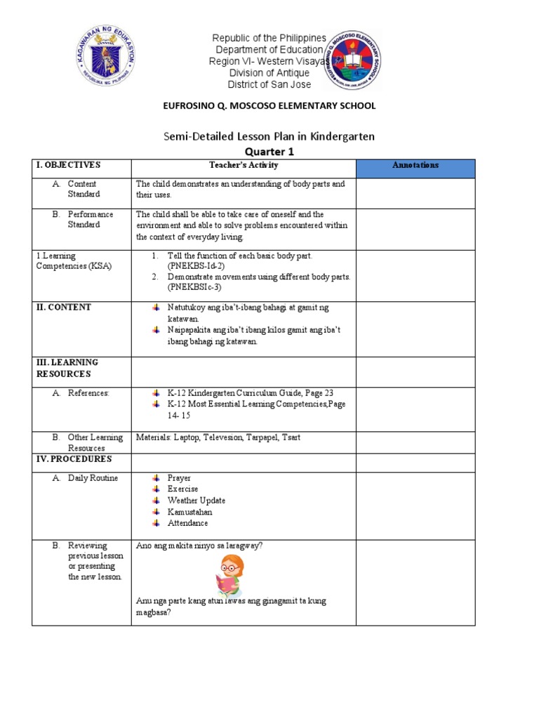 Kindergarten Cot Quarter 1 Week 7 PDF