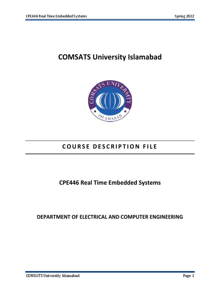 Embedded Systems Course Description