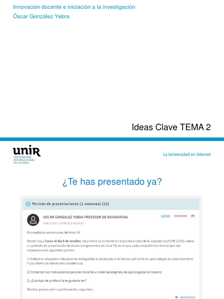 TEMA 2 - 1 - Clase 2 Primera Parte Tema 2 | PDF | Innovación | Maestros