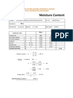 Moisture Content: Abubakar Tafawa-Balewa University, Bauchi. Civil Engineering Programme