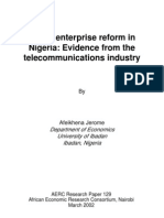 Public Enterprise Reform in Nigeria: Evidence From The Telecommunications Industry