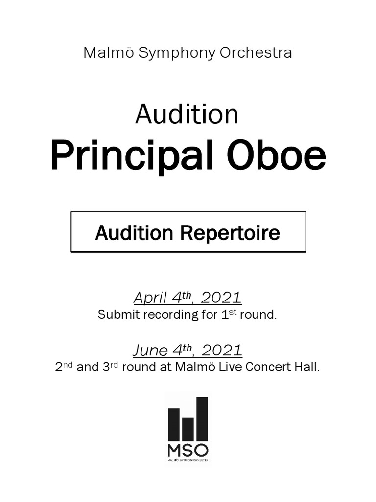 Malmö Symphony Orchestra Principal Oboe Audition PDF Orchestras