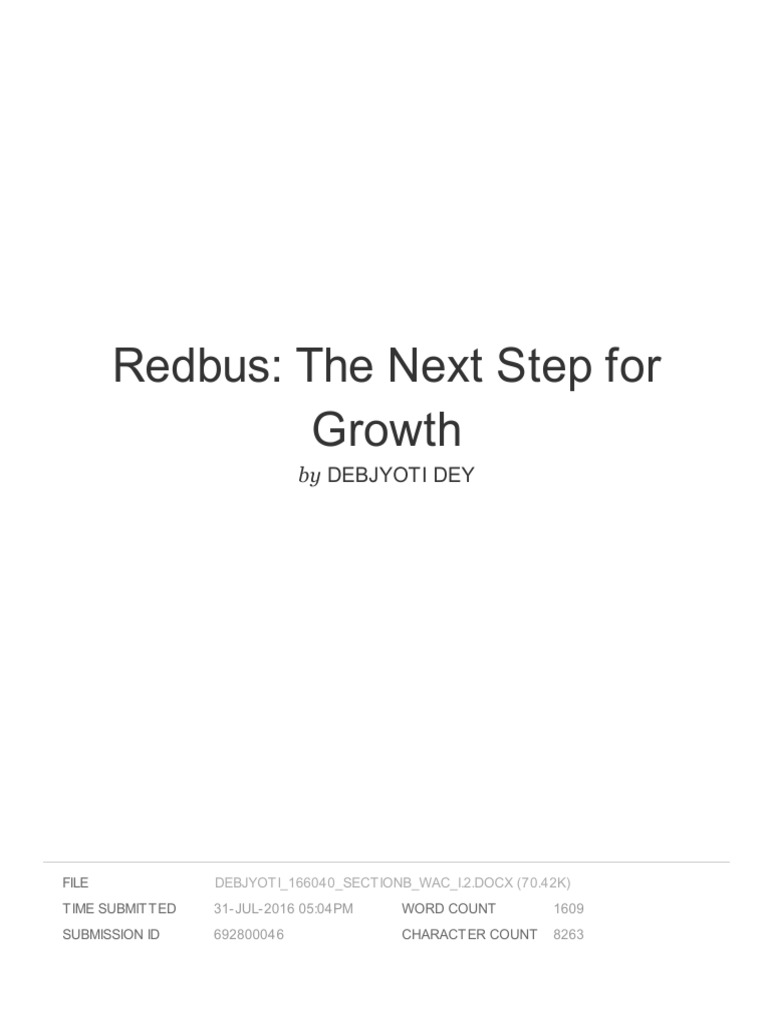 Redbus The Next Step For Growth | PDF