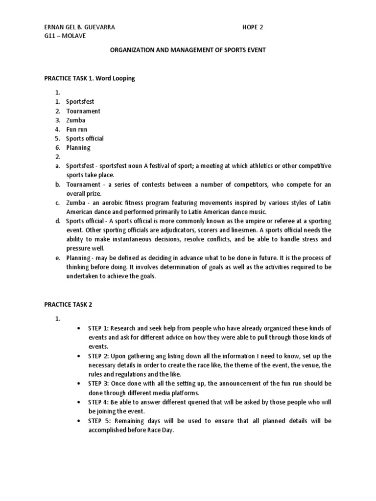 Organization and Management of Sports Event PDF Referee Sports