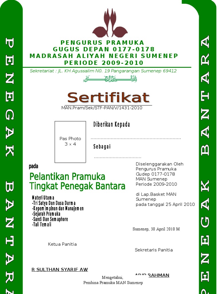 sertifikat pramuka