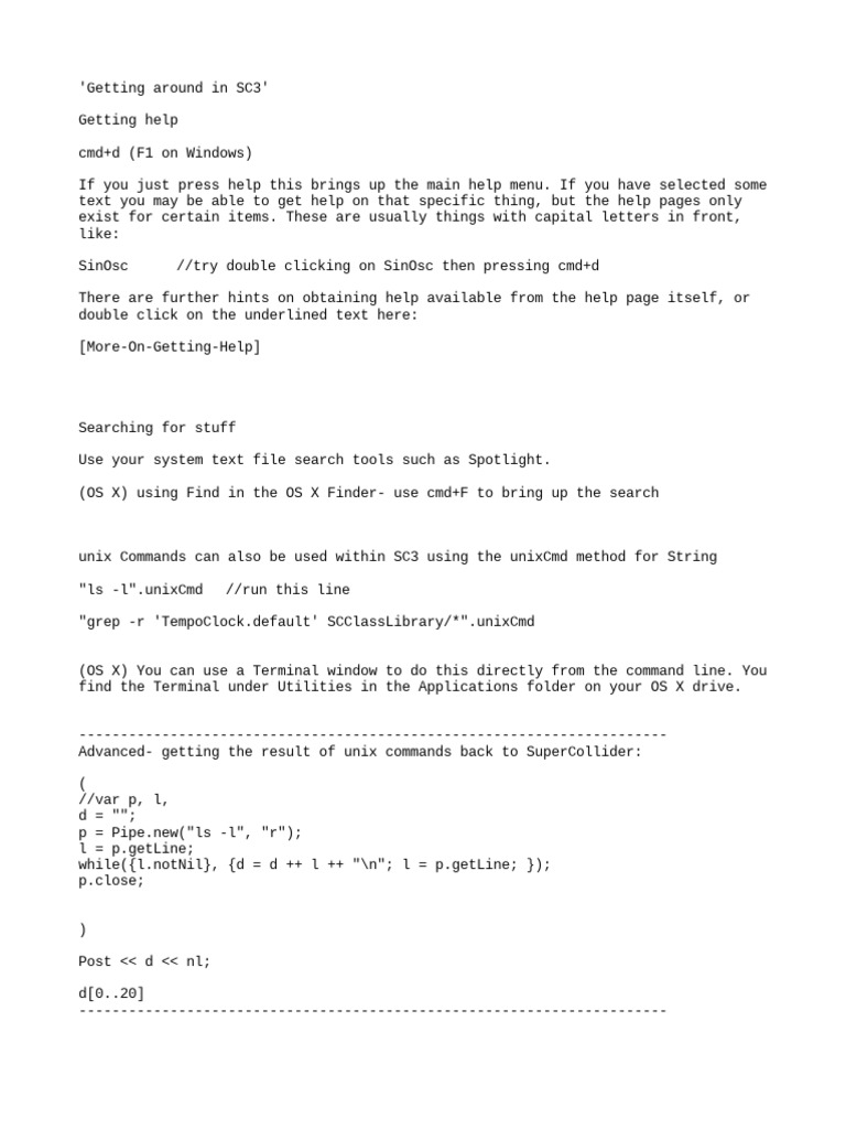 SuperCollider 3 Navigation Guide | PDF | Finder (Software) | Software ...