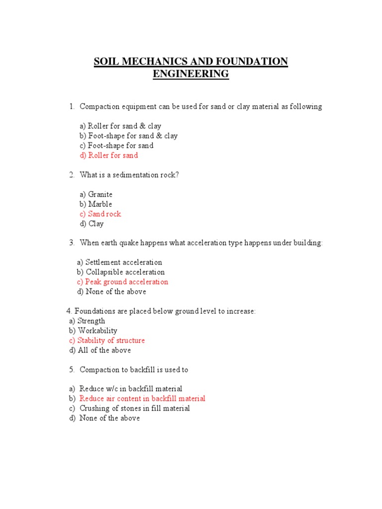 Soil Mechanics MCQs and Answers Guide | PDF | Soil Mechanics | Density