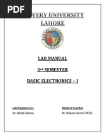 Lab Manual 3 Semester Basic Electronics - I: Lab Engineerer: Subject Teacher