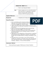 Operation Sheet 3.1-1 Title: How To Use Computer Server Performance Objective: Given A System Unit, You Should Be Able To