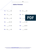 Addition Worksheet: Solve