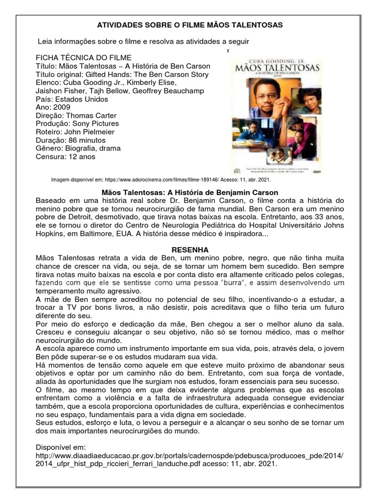 A inspiradora história de superação de Ben Carson retratada no filme ...