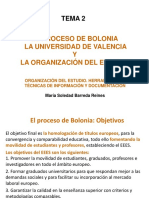 El proceso de Bolonia y la organización del estudio en la UV
