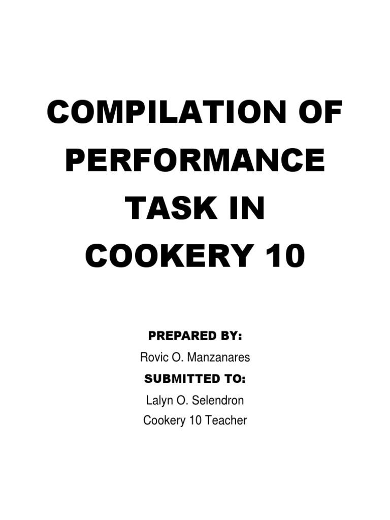 Cookery 10 Performance Task Compilation | PDF