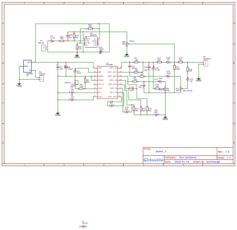 PT2399 Echo Circuit Diagram | PDF
