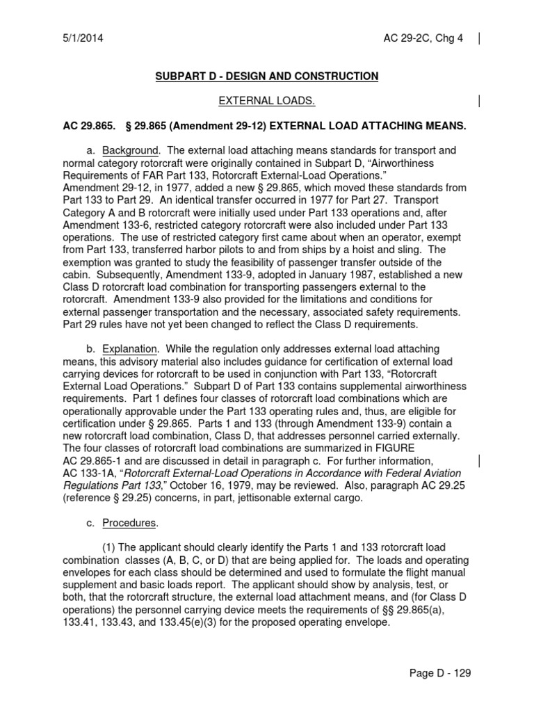 FAA AC 29-2C: External Load Standards | PDF | Flight | Cargo