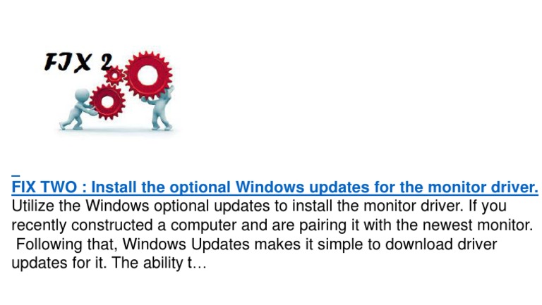 FIX TWO Install The Optional Windows Updates For The Monitor Driver ...