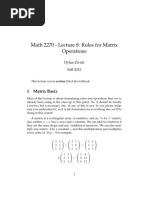 Math 2270 - Lecture 8: Rules For Matrix Operations