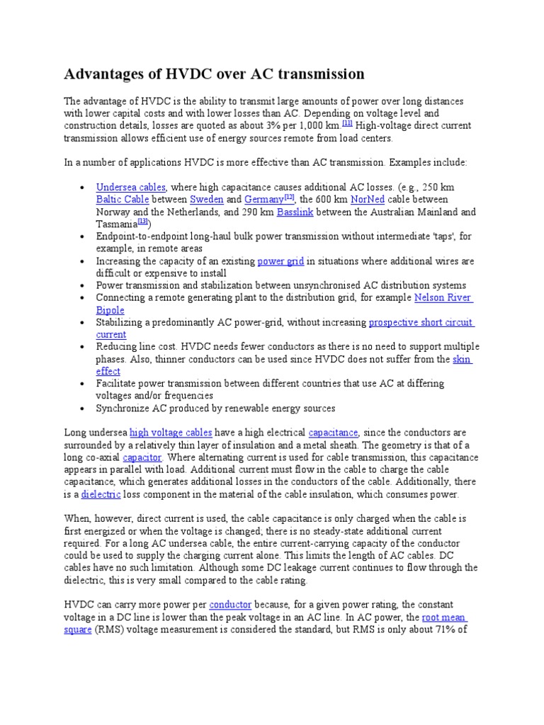 Benefits of HVDC Transmission Systems | PDF | High Voltage Direct ...