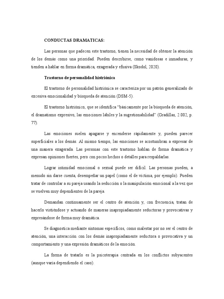Personalidad Dramática y Histriónica | PDF | Las emociones | Desorden ...