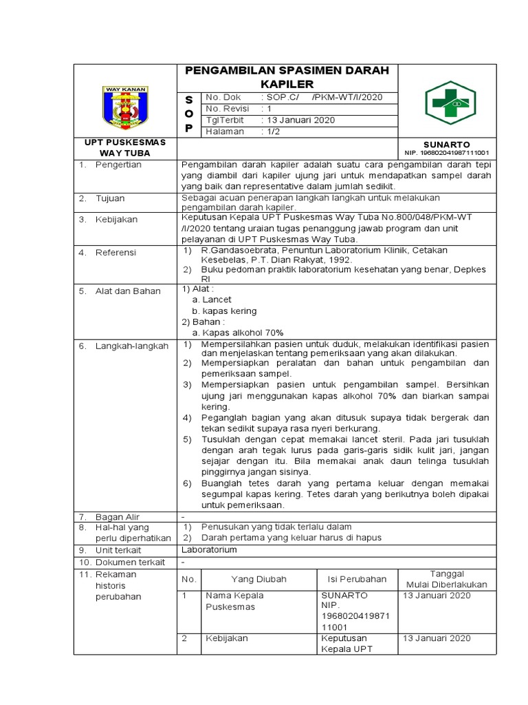 Sop Sampling Kapiler PDF