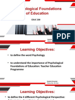 PSYCHOLOGICAL FOUNDATIONS OF EDUCATION