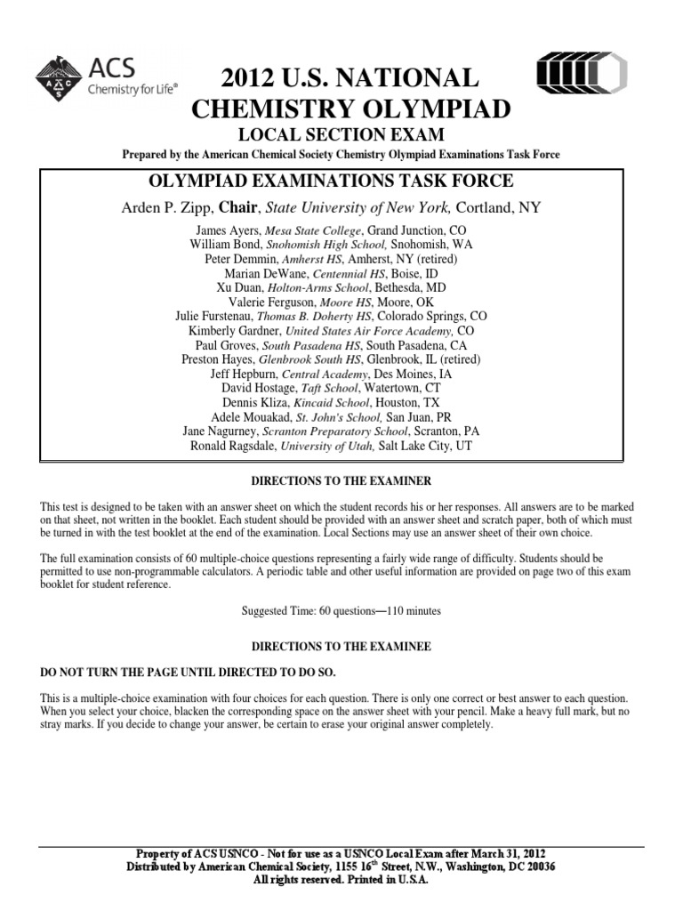 chemistry olympiad local exam cut off